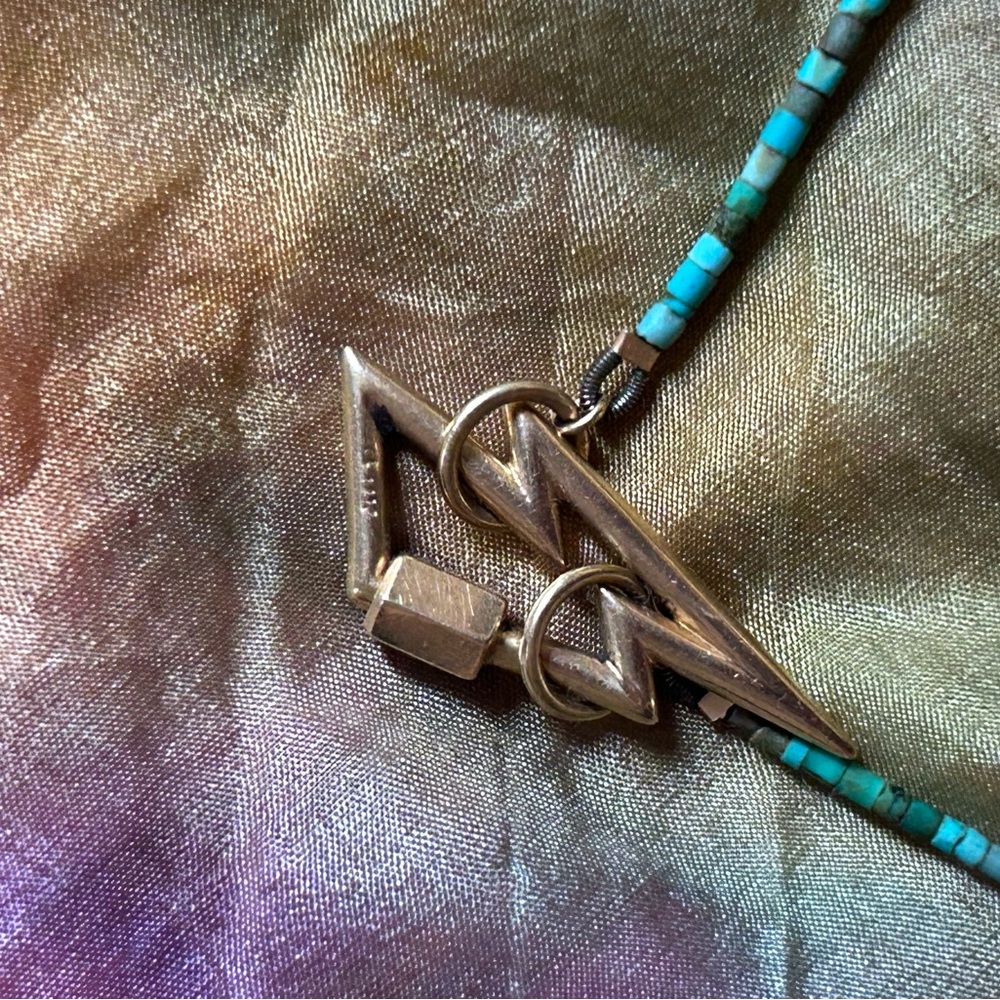 Artistic Gold and Turquoise Necklace